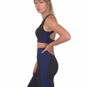 Trois Seamless Sports Bra - Black with Navy